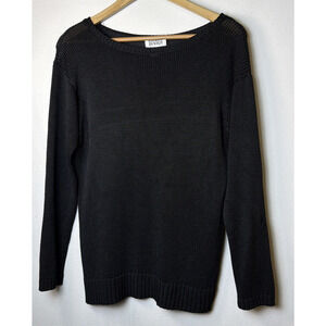 Chico's women's XL Sweater 100% rayon Sweater Black open knit classic basic